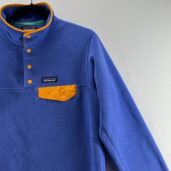 Patagonia Lightweight Synchilla Snap-T Fleece Pullover Women S  Blue Orange Trim - Picture 4 of 11